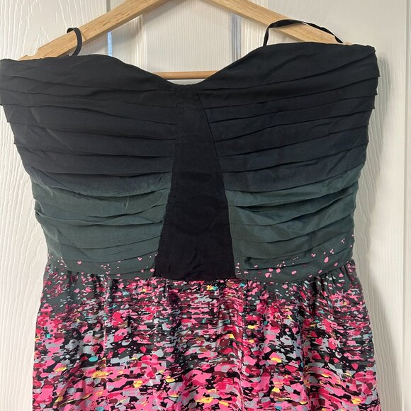 Anthropologie Charlie Jade Mini Dress 100% Silk Strapless Printed Ruched SZL - Picture 7 of 10